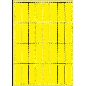 YELLOW CARD SHELF TAGS - 32 PER SHEET - TAG SIZE: 25mm x 70mm - A4-32 TAG YE